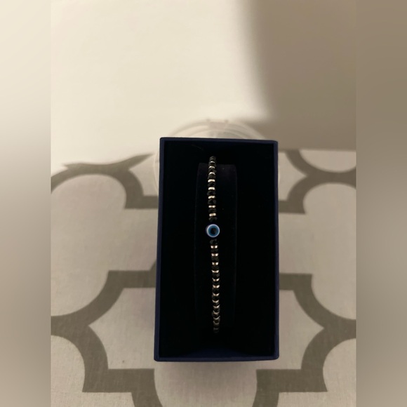 Sterling silver evil eye bracelet with black crystals NWOT - Picture 1 of 4